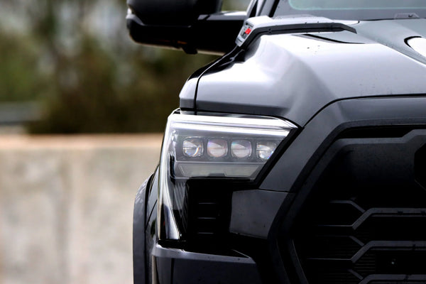 AlphaRex 2022 + Toyota Tundra / Sequoia NOVA-Series Headlights Alpha-Black w/Amber DRL