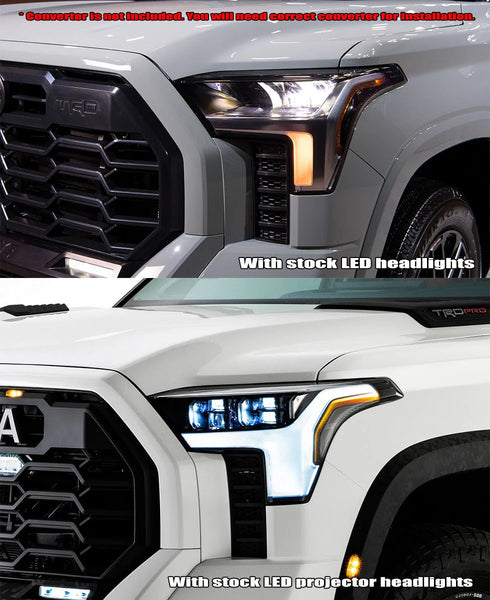 AlphaRex 2022 + Toyota Tundra / Sequoia NOVA-Series Headlights Alpha-Black w/Amber DRL