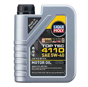 LIQUI MOLY 5L Top Tec 4110 Motor Oil SAE 5W40 (4 Pack)