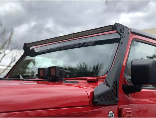 Go Rhino 2018 + Jeep Wrangler JL/JLU/Gladiator JT XE Windshield Light Bar Mount - 50in Single Row