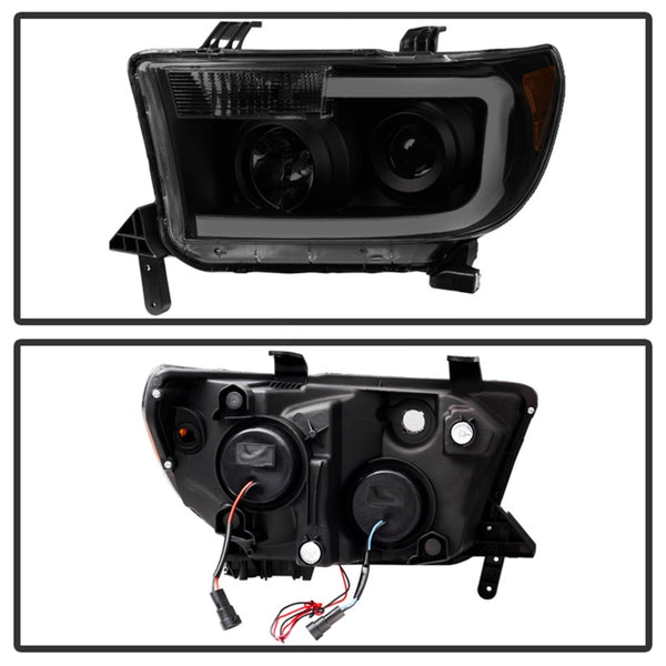 Xtune Toyota Tundra 2007 - 2013 LED Light Bar Projector Headlights Black Smoked PRO-JH-TTU07-LED-BSM