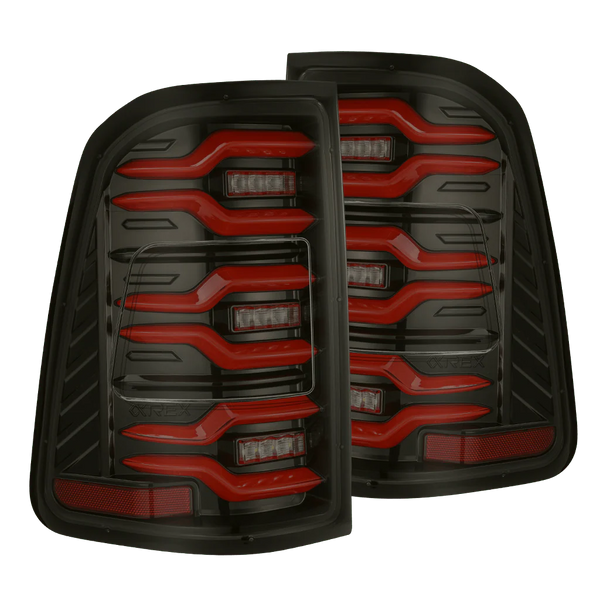 Alpharex 2025 + Dodge Ram 1500 Luxx-Series LED Tail Lights - Black/Red