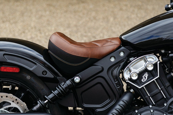 Mustang 2018 - 2021 Indian Scout Bobber Standard Touring Solo Seat Diamond Stitch - Brown