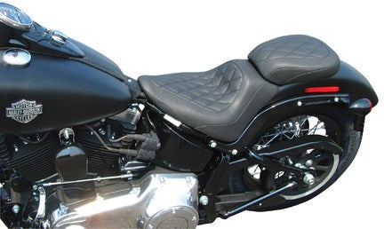 Mustang Wide Tripper™ Solo Seat with Driver Backrest for Harley-Davidson Blackline 2011-2013, Slim &amp; Slim S 2012-2017, Diamond Stitched, Black