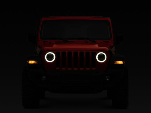 Raxiom 2018 + Jeep Wrangler JL/JT Axial Series LED Headlights- Black Housing (Clear Lens)