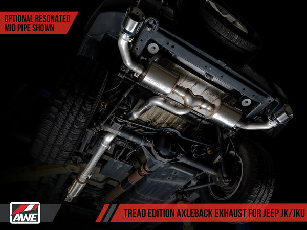 AWE Tuning 2007 - 2018 Jeep Wrangler JK/JKU 3.6L Tread Edition Axle-Back Dual Exhaust - Diamond Black Tips