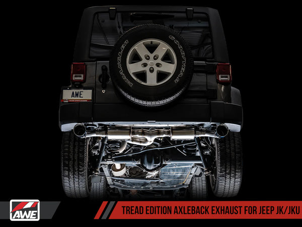 AWE Tuning 2007 - 2018 Jeep Wrangler JK/JKU 3.6L Tread Edition Axle-Back Dual Exhaust - Chrome Silver Tips