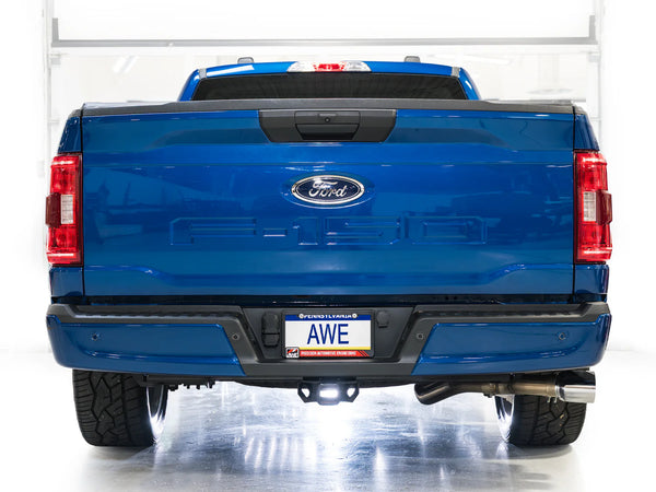 AWE 2021 - 2025 Ford F150 (14th Gen Reg Cab) Cat-Back Exhaust - 4.5in Dual Side Exit Chrome Tips