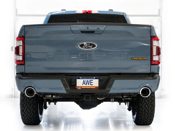 AWE Tuning 2021+ Ford F150 Tremor w/ Bumper Cutouts 0FG Non-Resonated Catback w/ Chrome Silver Tips