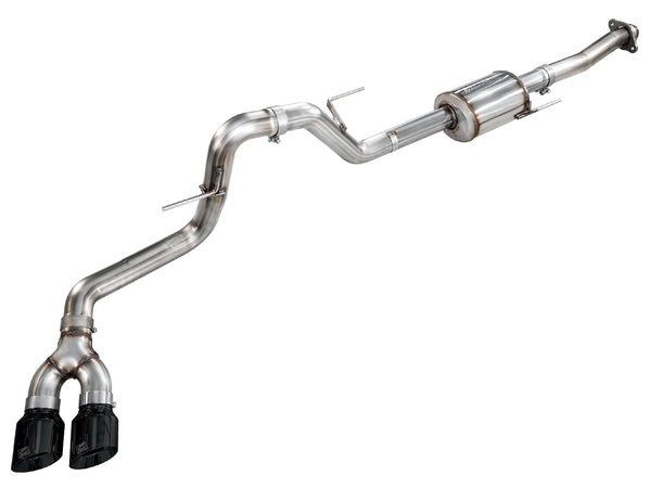 AWE 2021 - 2025 Ford F150 (14th Gen Reg Cab) Cat-Back Exhaust - 4.5in Dual Side Exit Diamond Black Tips