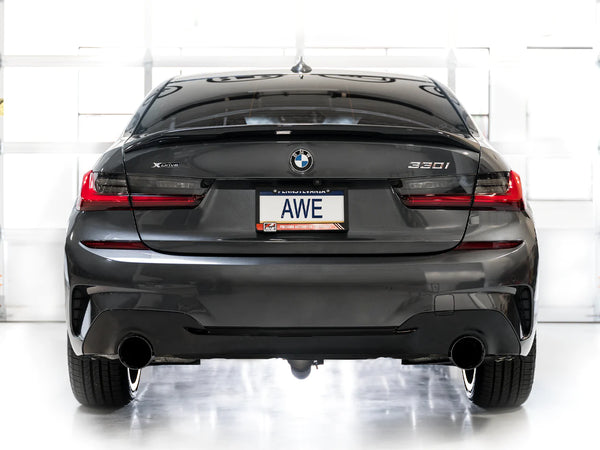 AWE 2019+ BMW 330i / 2021 + BMW 430i Base G2X Track Edition Axle Back Exhaust - Diamond Black Tips
