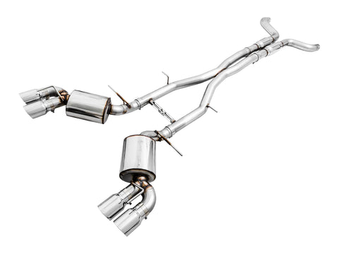 AWE Tuning 2016 - 2024 Chevy Camaro SS / ZL1 / LT1 Res Cat-Back Exhaust -Touring Edition (Quad Chrome Silver Tips)