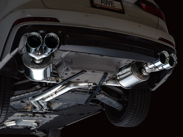 AWE Tuning 2019 - 2023 Audi C8 S6/S7 2.9T V6 AWD Touring Edition Exhaust - Chrome Silver Tips