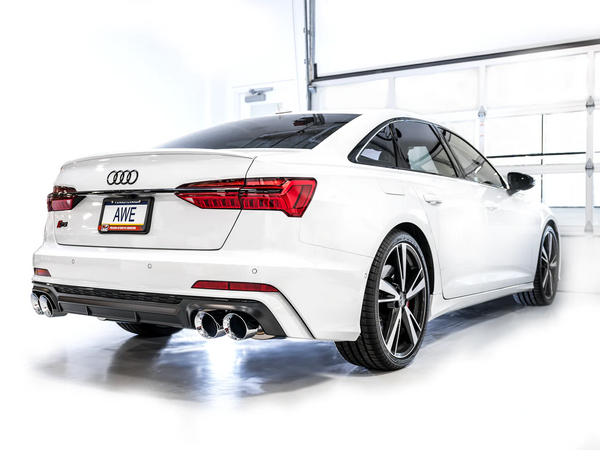 AWE Tuning 2019 - 2023 Audi C8 S6/S7 2.9T V6 AWD Track Edition Exhaust - Chrome Silver Tips