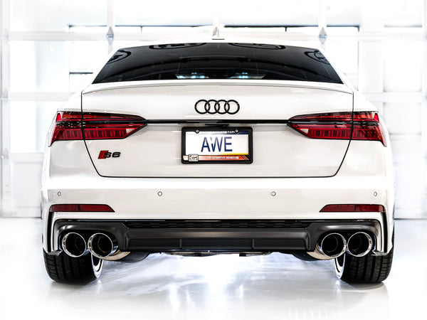 AWE Tuning 2019 - 2023 Audi C8 S6/S7 2.9T V6 AWD Track Edition Exhaust - Chrome Silver Tips
