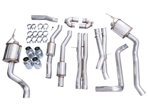 AWE 2021+ Chevy Suburban/GM Yukon XL 6.2L 0FG Edition Cat Back Exhaust - Quad Chrome Silver Tips