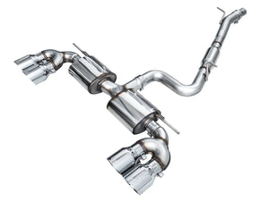 AWE 2022 + MK8 Volkswagen Golf R 3in Touring Edition Quad Exhaust - Chrome Silver Tips