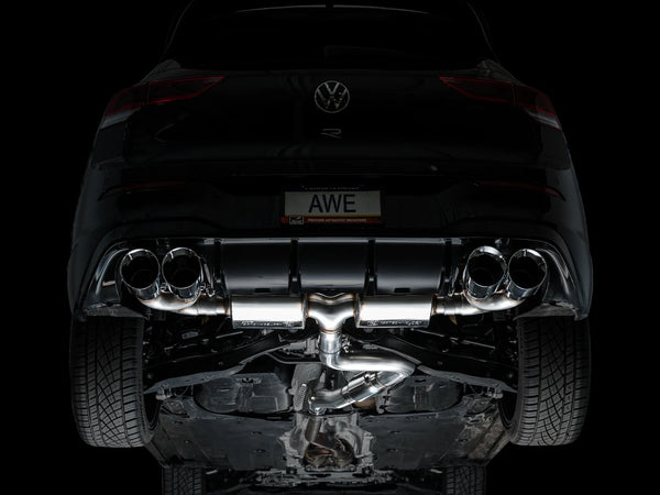 AWE 2022 + MK8 Volkswagen Golf R 3in Touring Edition Quad Exhaust - Chrome Silver Tips