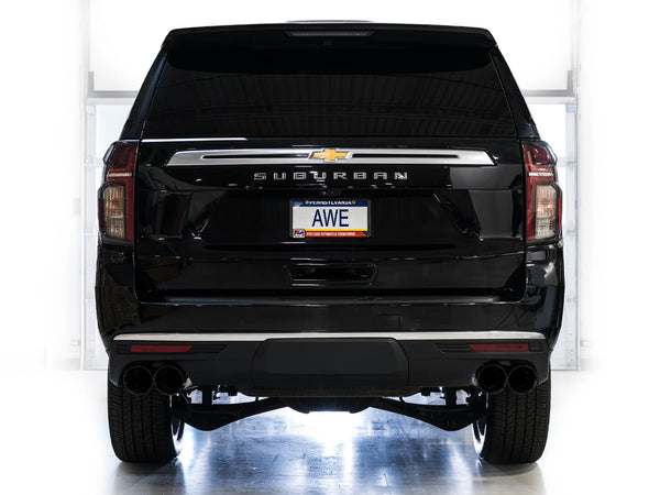 AWE 2021+ Chevy Suburban/GM Yukon XL 6.2L 0FG Edition Cat Back Exhaust - Quad Diamond Chrome Tips