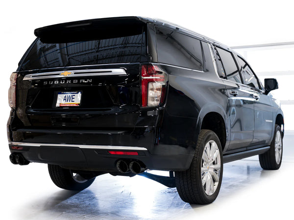 AWE 2021+ Chevy Tahoe/GM Yukon 6.2L 0FG Edition Cat Back Exhaust - Quad Diamond Black Tips