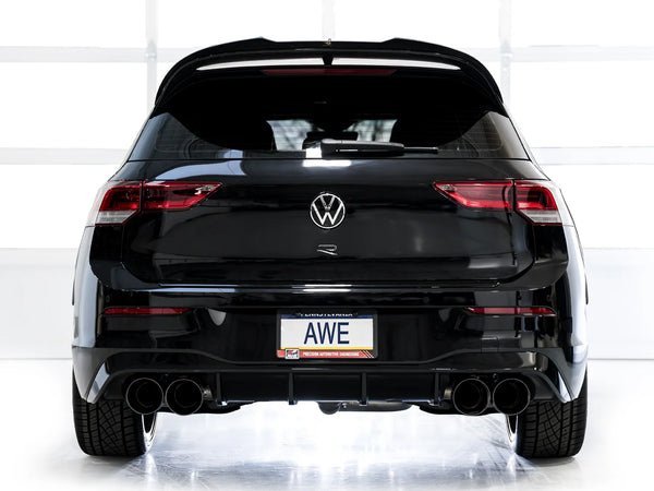 AWE 2022 + MK8 Volkswagen Golf R 3in Track Edition Quad Exhaust - Diamond Black Tips