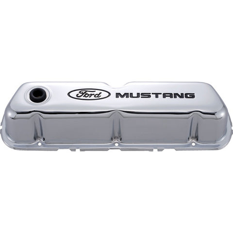 Ford Racing Ford Mustang Logo Stamped Steel Chrome 289/302/351W Valve Covers