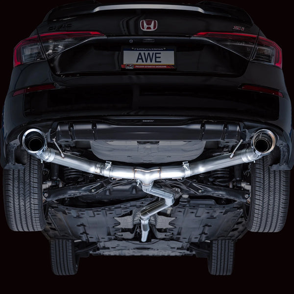 AWE Tuning 2022 + Honda Civic Si/Acura Integra Track Edition Catback Exhaust - Dual Chrome Silver Tips