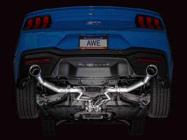 AWE 2024 + Ford Mustang GT Fastback S650 Track Edition Catback Exhaust w/ Dual Chrome Silver Tips