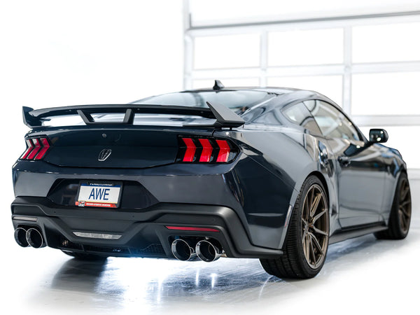AWE 2024 + Ford Mustang Dark Horse S650 Track Edition Catback Exhaust w/ Quad Chrome Silver Tips
