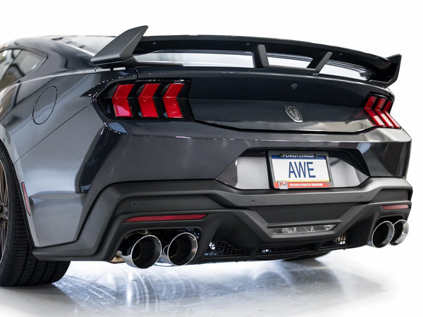 AWE 2024 + Ford Mustang Dark Horse S650 RWD SwitchPath Catback Exhaust w/ Quad Chrome Silver Tips