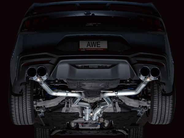 AWE 2024 + Ford Mustang GT Fastback S650 Track Edition Catback Exhaust w/ Quad Chrome Silver Tips