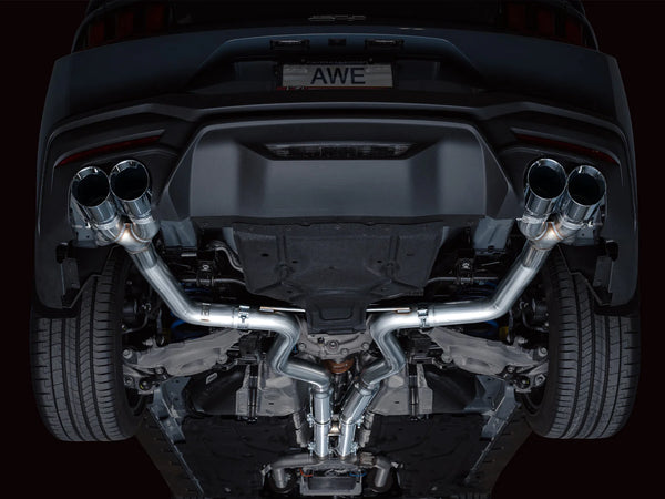 AWE 2024 + Ford Mustang GT Fastback S650 Track Edition Catback Exhaust w/ Quad Chrome Silver Tips