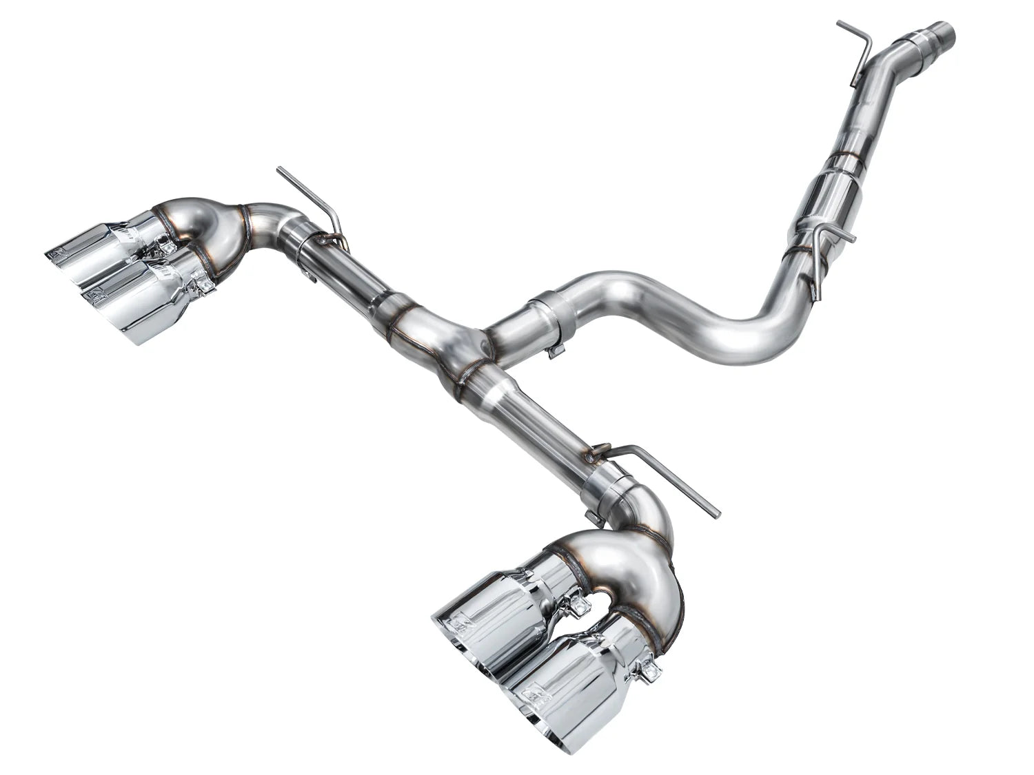 AWE 2022 + MK8 Volkswagen Golf R 3in Track Edition Quad Exhaust - Chrome Silver Tips