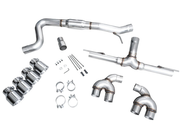 AWE 2022 + MK8 Volkswagen Golf R 3in Track Edition Quad Exhaust - Chrome Silver Tips