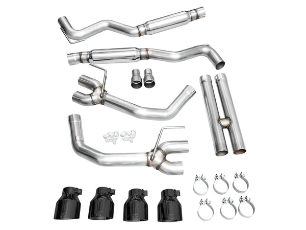 AWE 2024 + Ford Mustang Dark Horse S650 Track Edition Catback Exhaust w/ Quad Diamond Black Tips