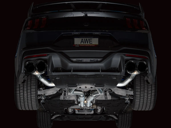 AWE 2024 + Ford Mustang Dark Horse S650 Track Edition Catback Exhaust w/ Quad Diamond Black Tips