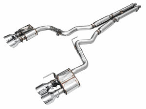 AWE 2024 + Ford Mustang Dark Horse S650 RWD SwitchPath Catback Exhaust w/ Quad Chrome Silver Tips