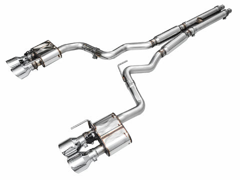 AWE Tuning 2021 - 2023 Ford Mustang Mach 1 SwitchPath Cat Back Exhaust w/ Quad Chrome Silver Tips
