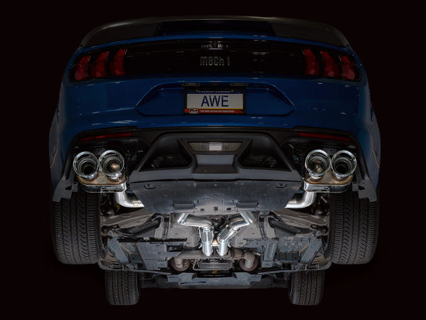 AWE Tuning 2021 - 2023 Ford Mustang Mach 1 SwitchPath Cat Back Exhaust w/ Quad Chrome Silver Tips