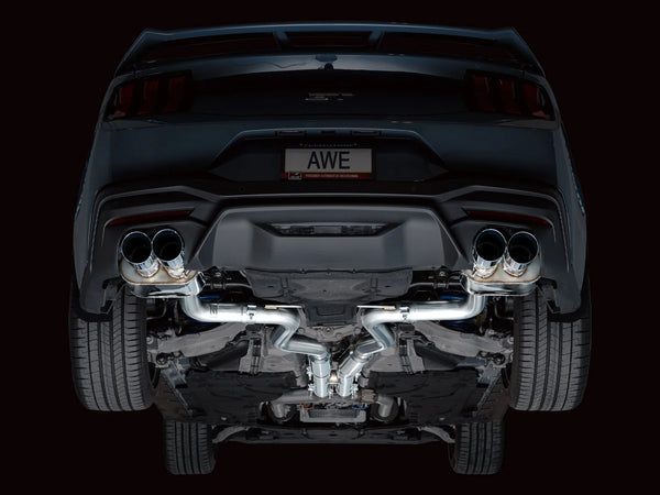 AWE 2024 + Ford Mustang GT Fastback S650 SwitchPath Catback Exhaust w/ Quad Chrome Silver Tips