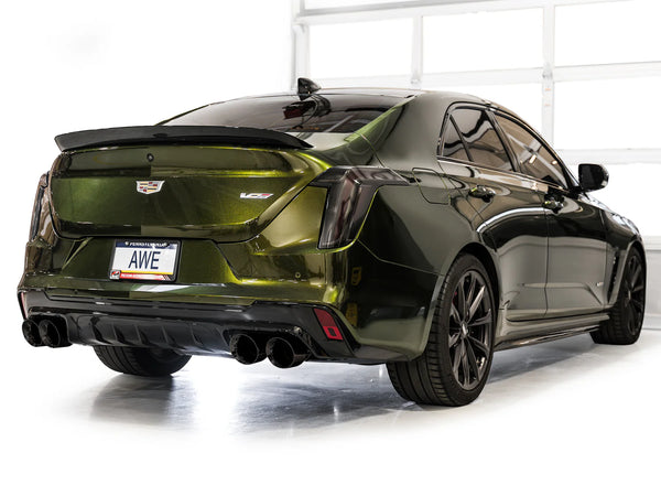 AWE Tuning 2021+ Cadillac CT4-V Blackwing SwitchPath Exhaust - Diamond Black Tips