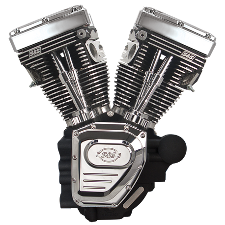 S&S Cycle T124 T-Series Long Block Engine for 2007 - 2016 Harley Davidson Touring Models - Wrinkle Black