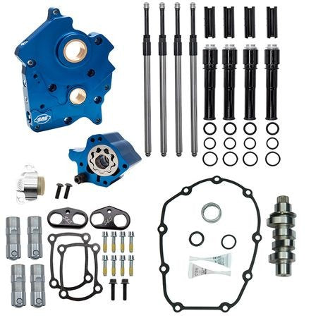 S&S Cycle 2017+ Harley Davidson Oil Cooled M8 Models Chain Drive 475C Cam Chest Kit w/ Black Pushrod Tubes