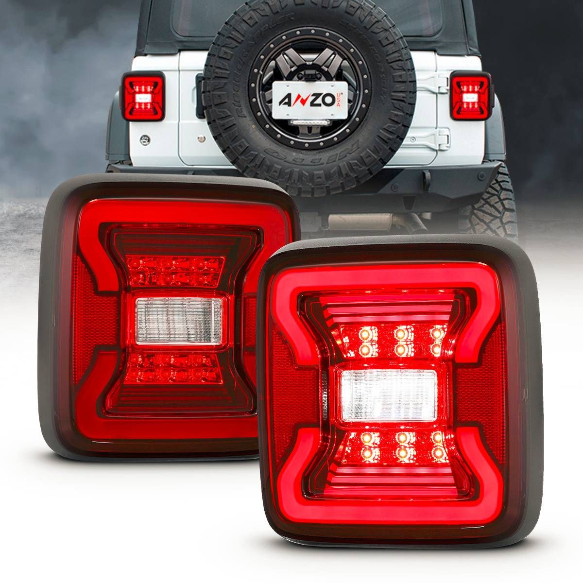 ANZO 2018+ Jeep Wrangler JL LED Taillights Black