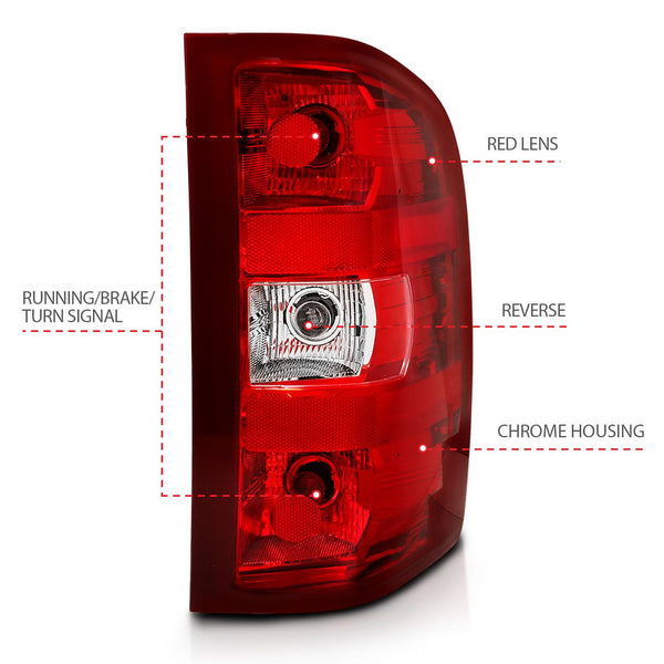 ANZO 2007-2013 Chevy Silverado 1500 / 2500 / 3500 HD Taillight Red/Clear Lens (OE Replacement)