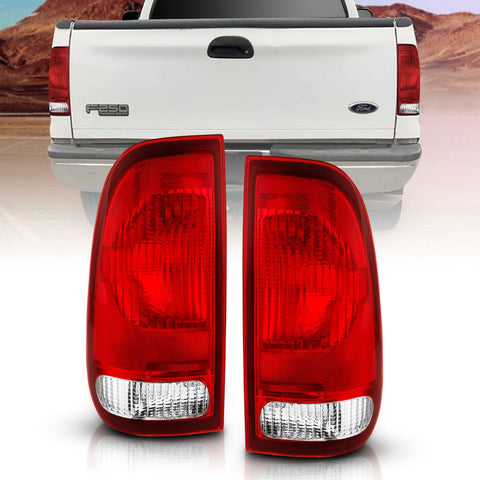 ANZO 1997-2003 Ford F-150 / F-250 / 1999 - 2007 F-350 / F-450 / F-550 Super Duty Taillight Red/Clear Lens (OE Replacement)