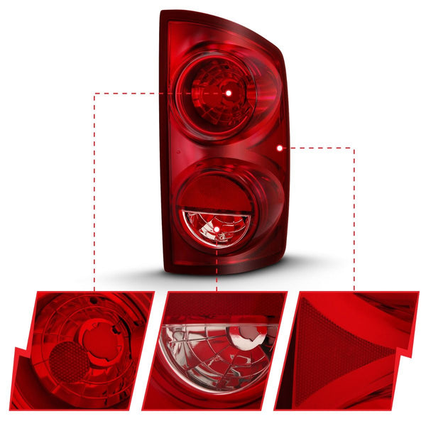 ANZO 2006 - 2008 Dodge Ram 1500 / 2006 - 2009 Ram 2500 / 3500 Tail Light Red Lens (OE)