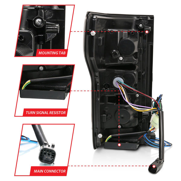 ANZO 2018 - 2020 Ford F-150 LED Taillight Black Housing Clear Lens Red Light Bar W/Sequential