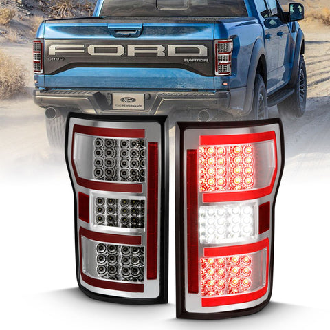 ANZO 2018 - 2020 Ford F-150 LED Taillight Chrome (Red Light Bar) (w/ Sequential)