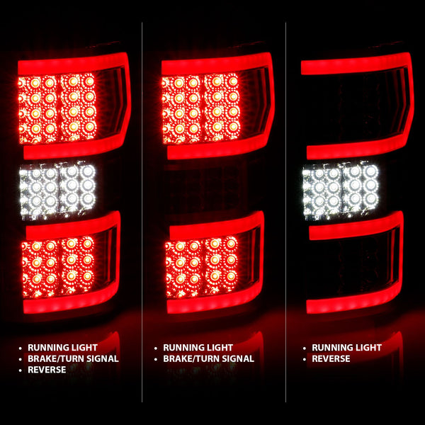 ANZO 2018 - 2020 Ford F-150 LED Taillight Chrome (Red Light Bar) (w/ Sequential)